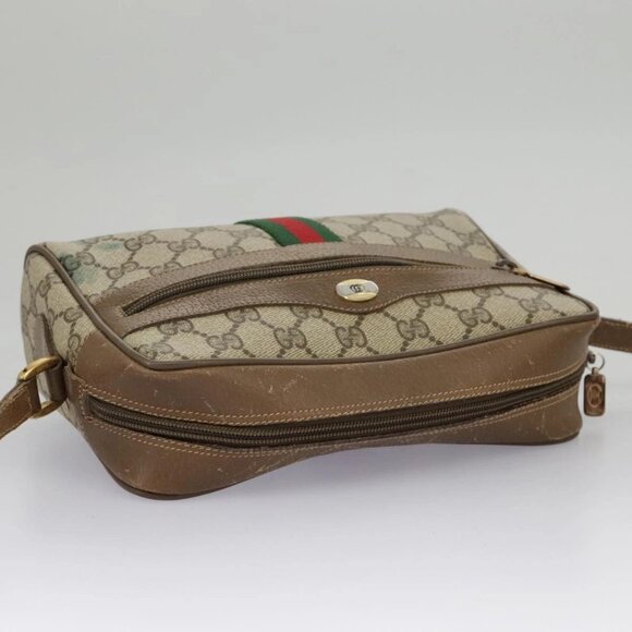 GUCCI GG Supreme Web Sherry Line Shoulder Bag PVC Beige - Picture 11 of 16